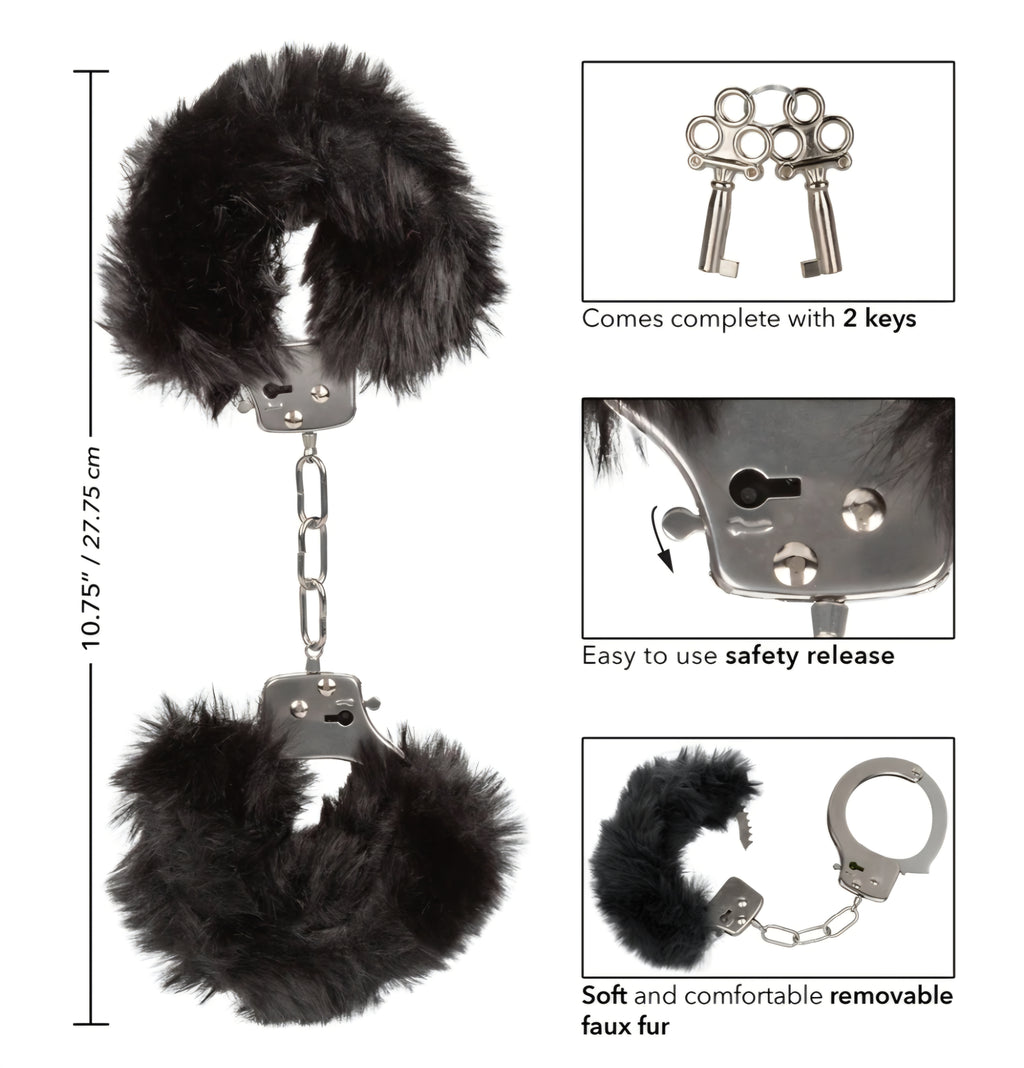 Ultra Fluffy Furry Handcuffs Black by Calexotics