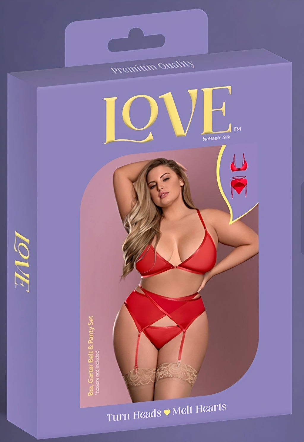 Love Bra Garter Belt & Panty Set