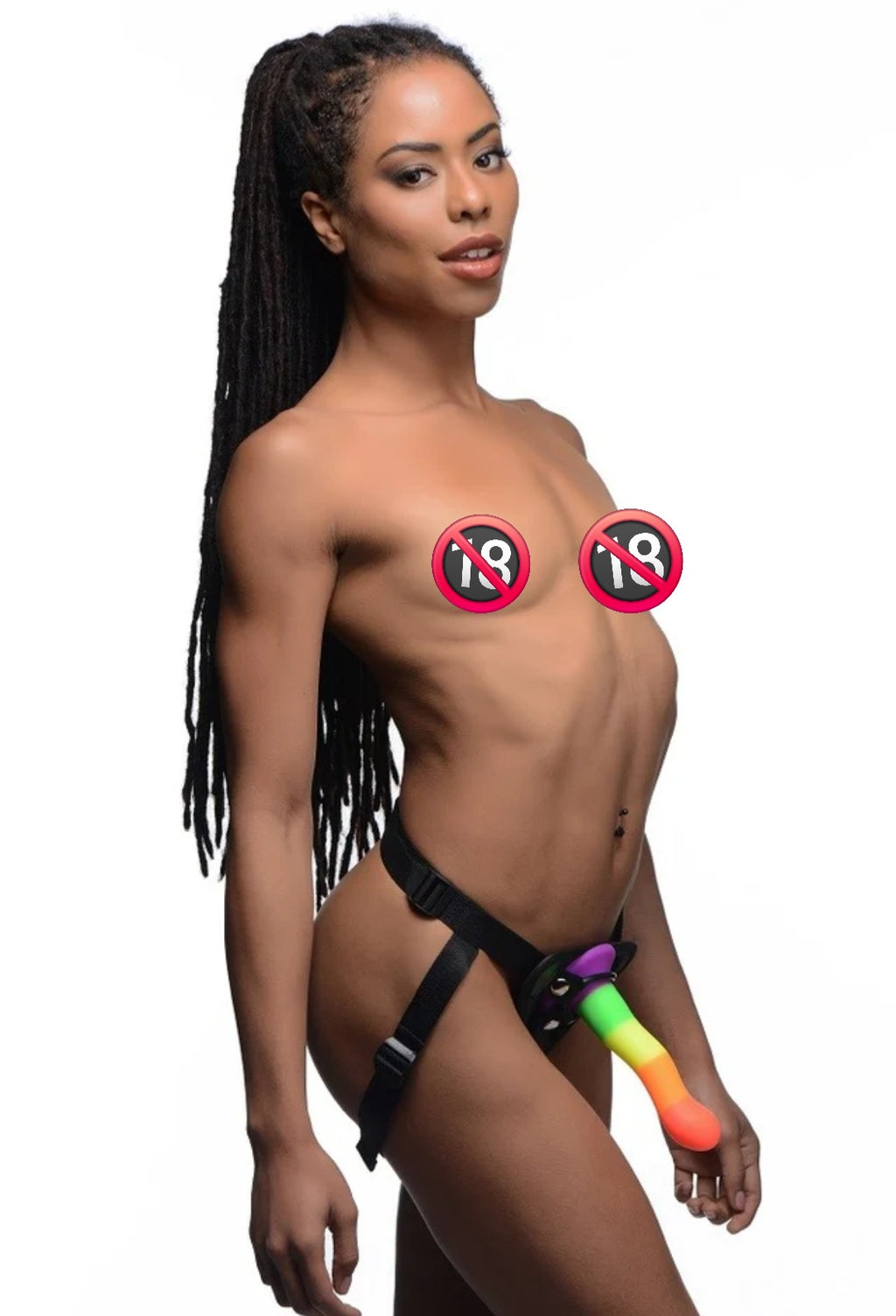 Proud Rainbow Silicone Dildo With Harness Adjustable
