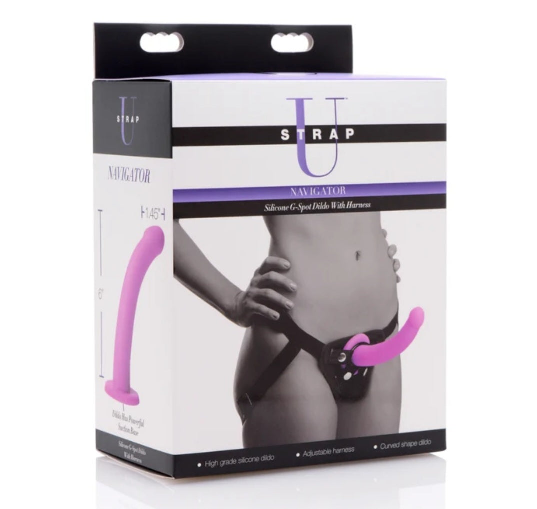 Navigator Silicone G-spot Dildo, With Harness