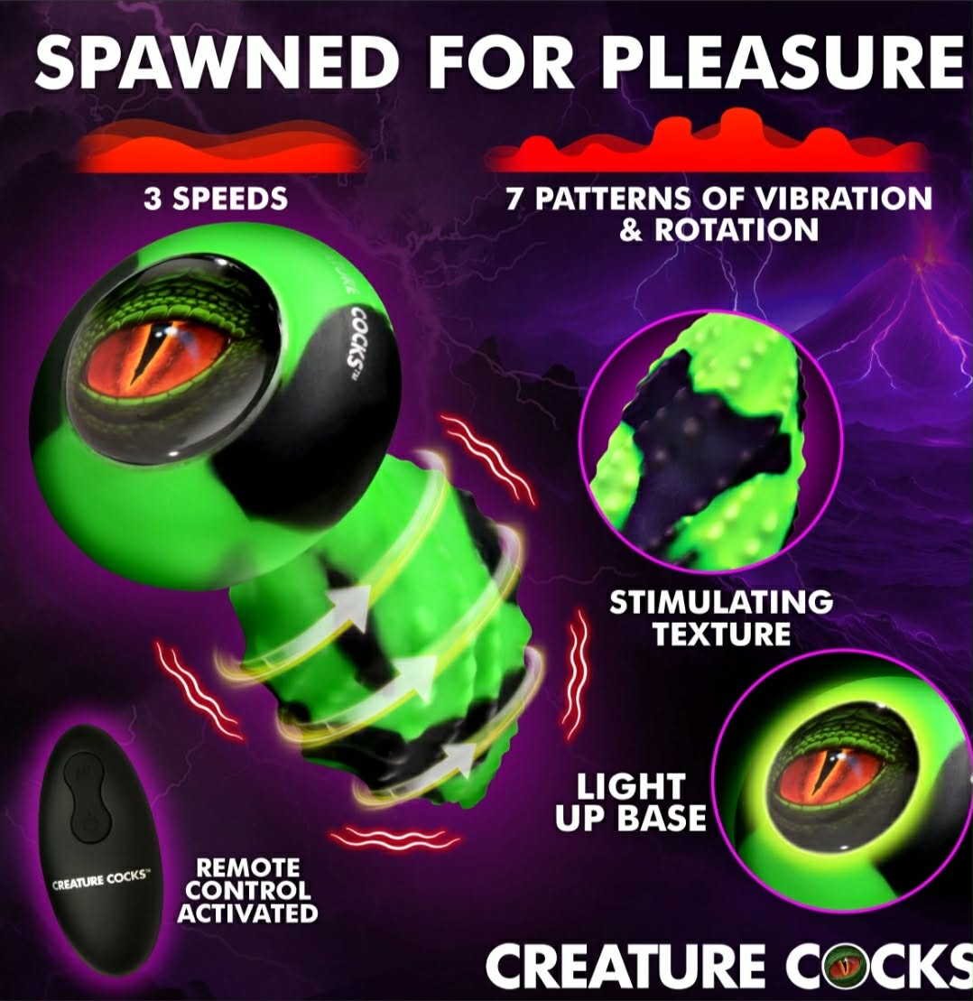 Eye Of The Spawn Vibrating &Squirming Silicone Butt Plug by Creature Cocks