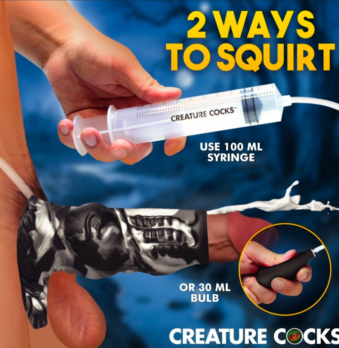 Night Prowler Squirting Silicone Penis Enhancer - Silver
