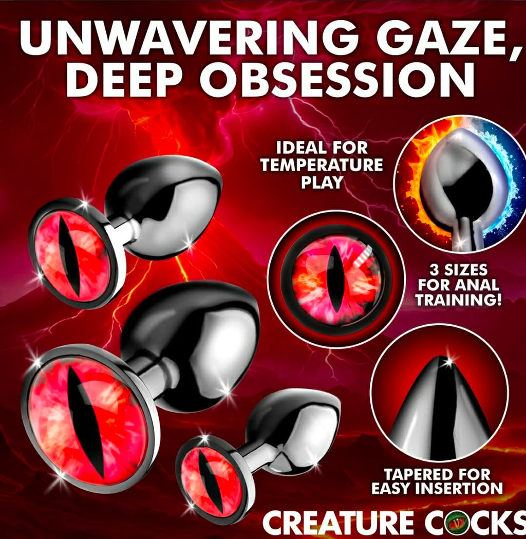 Sinister Eyes Metal Butt Plug Set 3pc by Creature Cocks