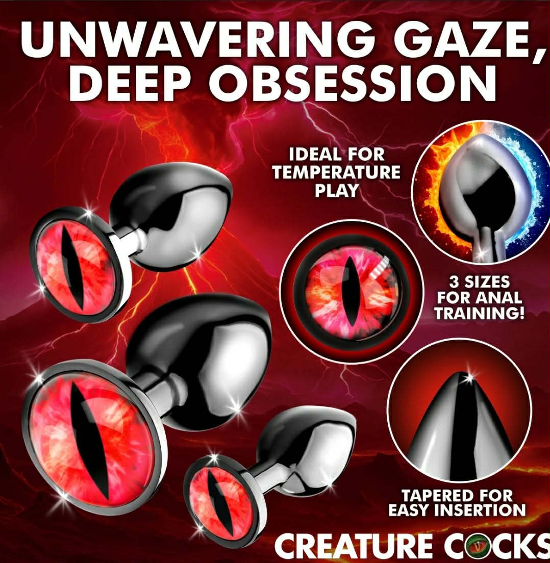 Sinister Eyes Metal Butt Plug Set 3pc by Creature Cocks