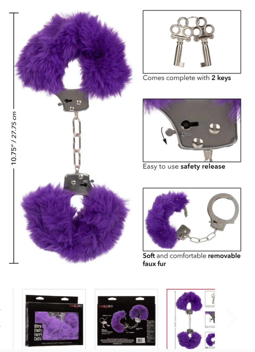 Ultra Fluffy Furry Handcuffs Purple by Calexotics