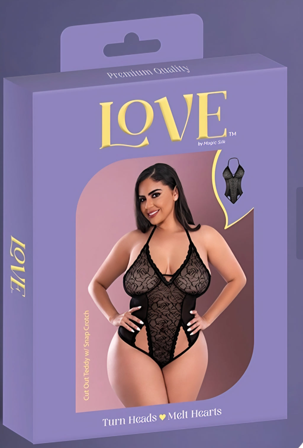 Love cut out teddy with snap crouch