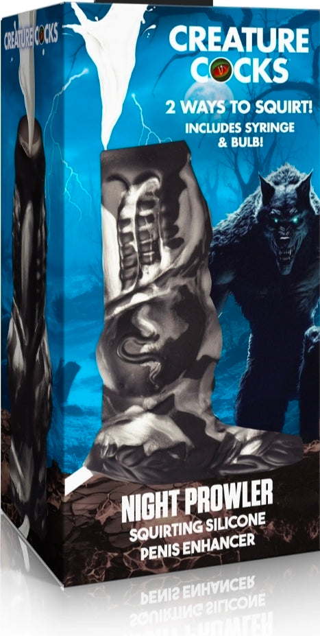 Night Prowler Squirting Silicone Penis Enhancer - Silver