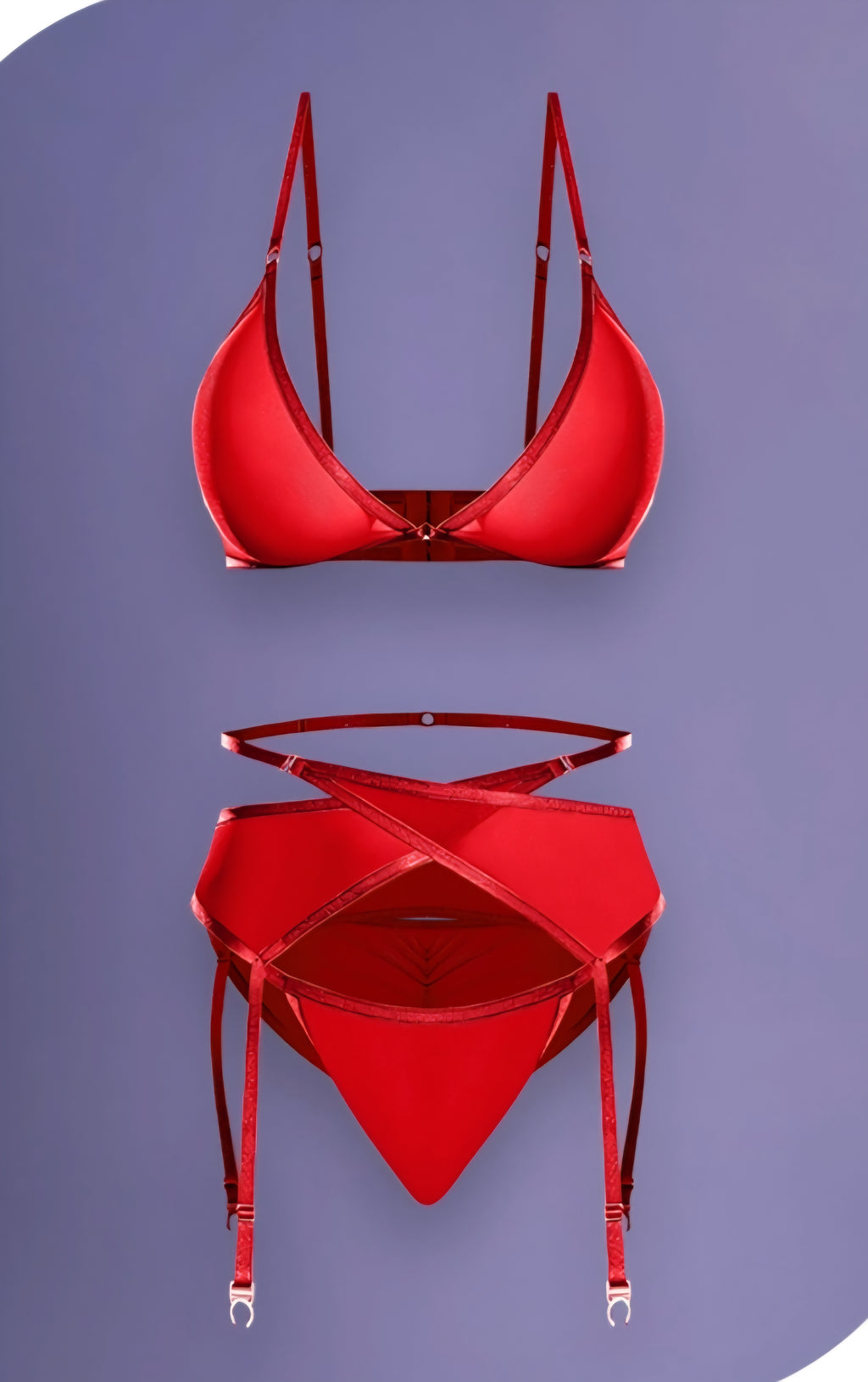 Love Bra Garter Belt & Panty Set