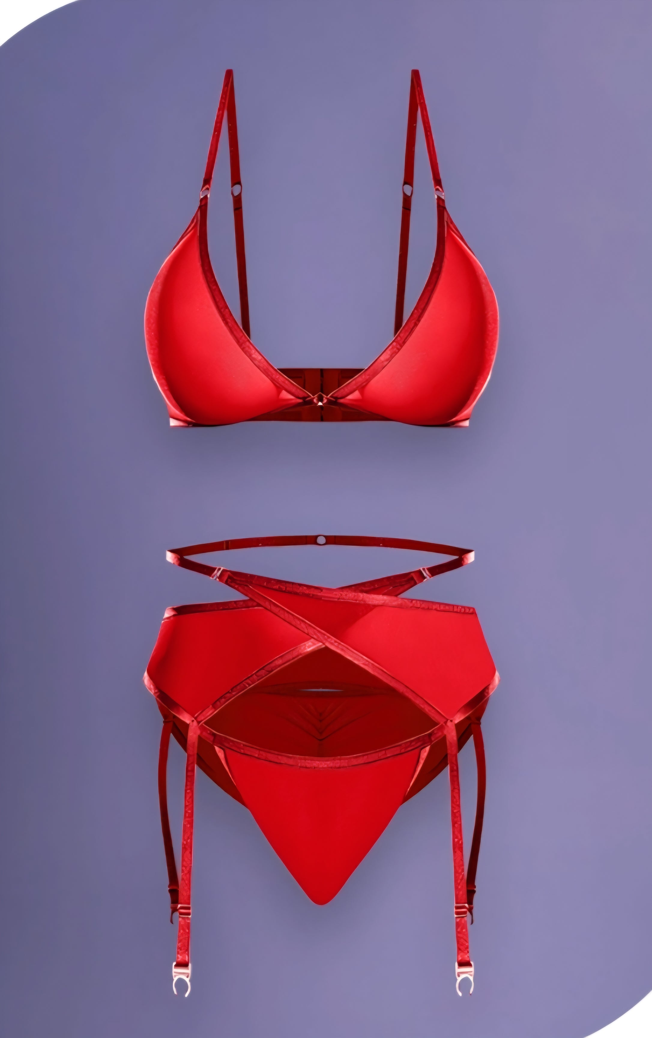 Love Bra Garter Belt & Panty Set