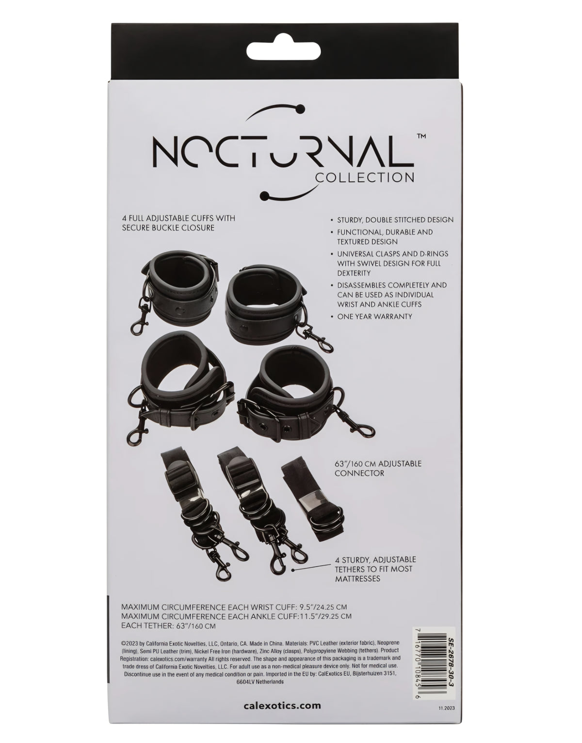 Nocturnal Collection Adjustable Bed Restraints Heavy-duty