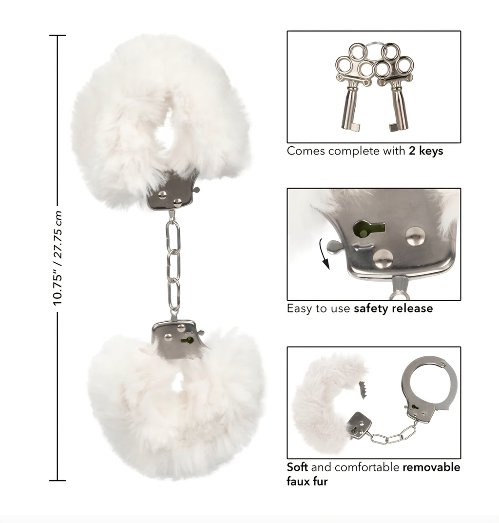 Ultra Fluffy Furry Handcuffs White by Calexotics