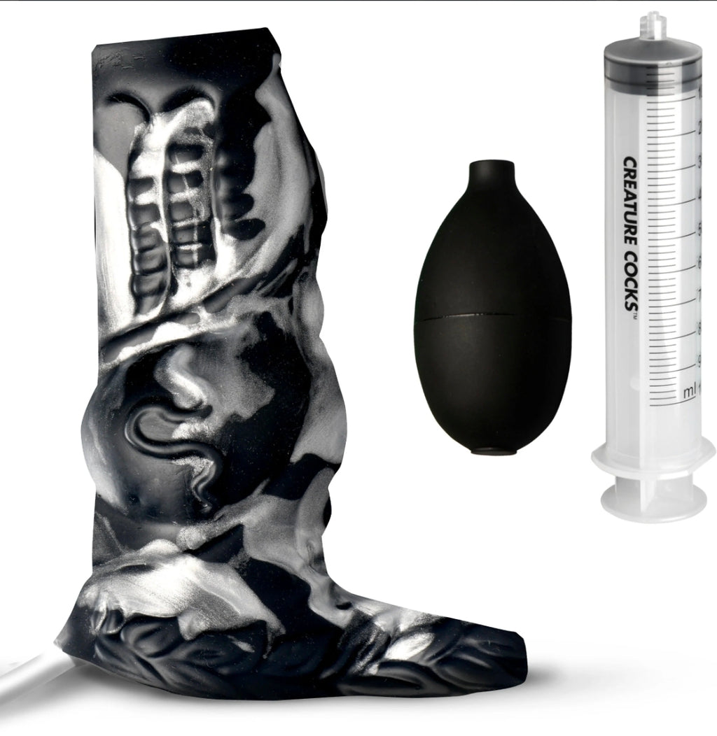 Night Prowler Squirting Silicone Penis Enhancer - Silver