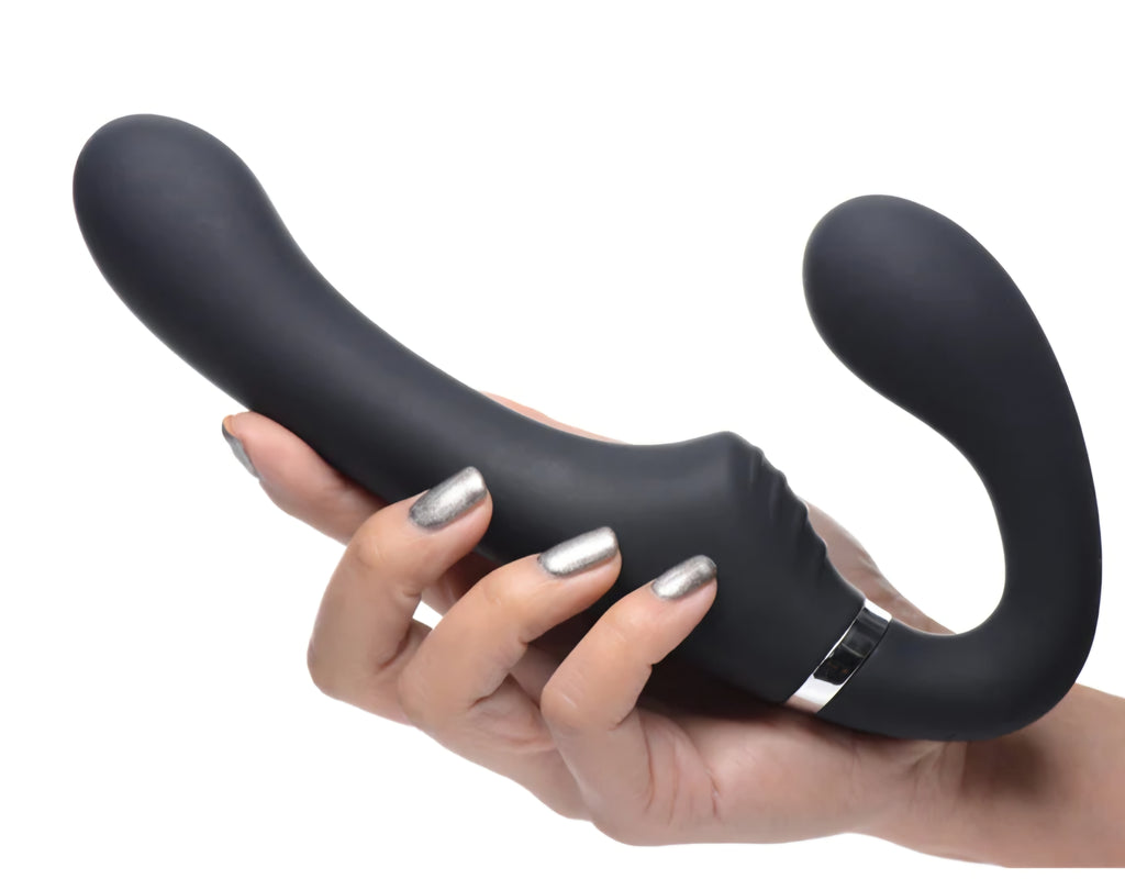10X Mighty Rider Vibrating Strapless Strap-On Black