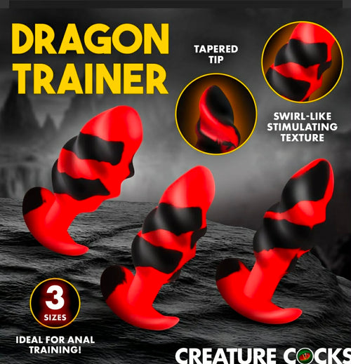 Creature Cocks Dragon Trainer 3pc Silicone Anal Training Butt Plug Set
