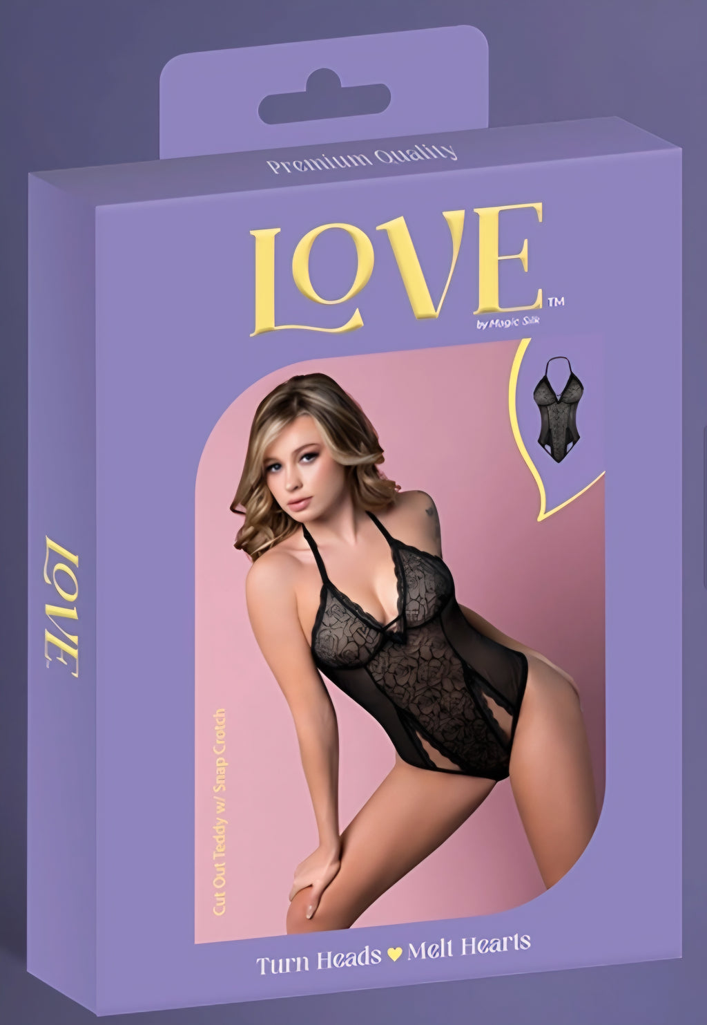 Love cut out teddy with snap crouch