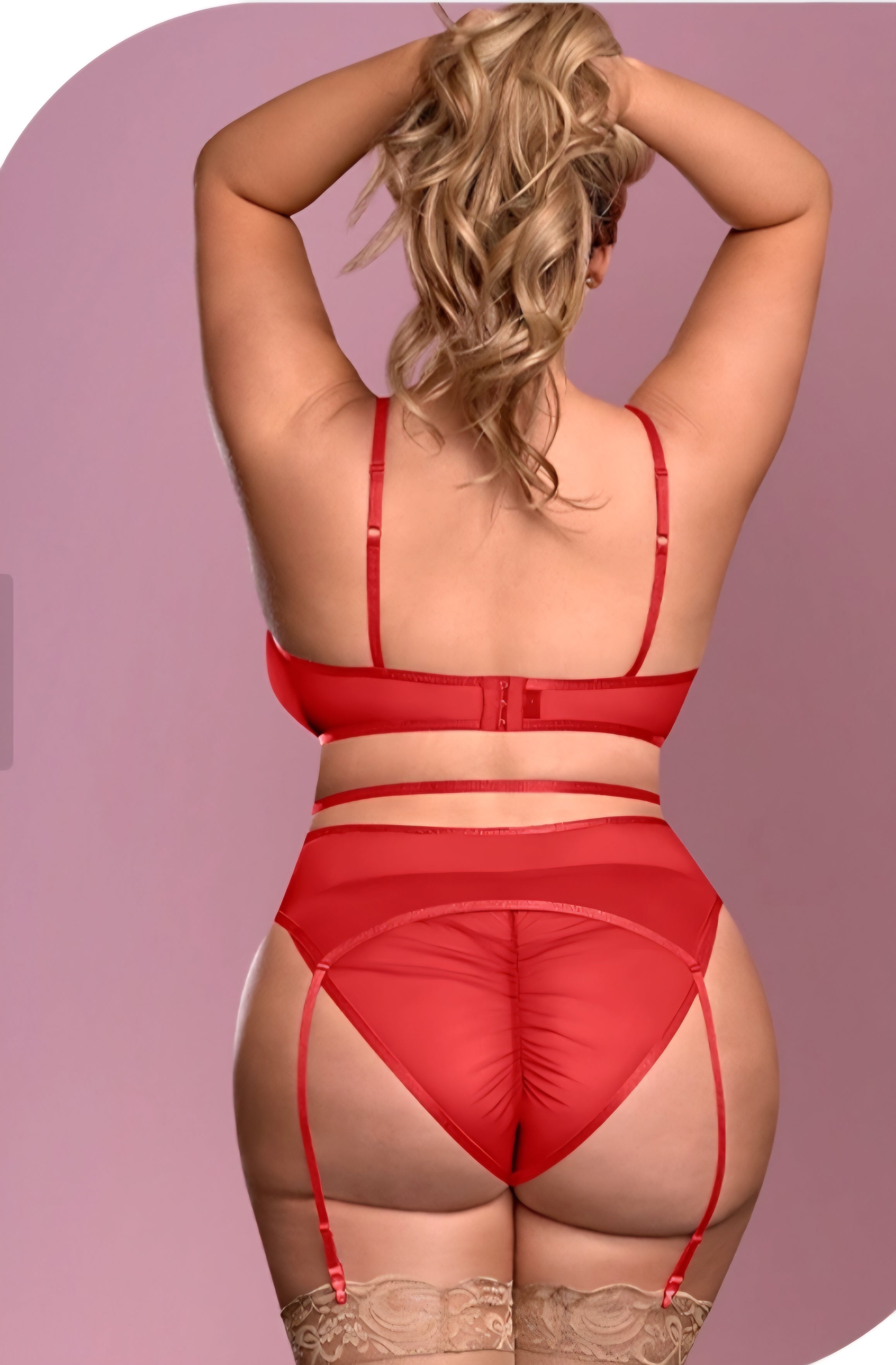Love Bra Garter Belt & Panty Set