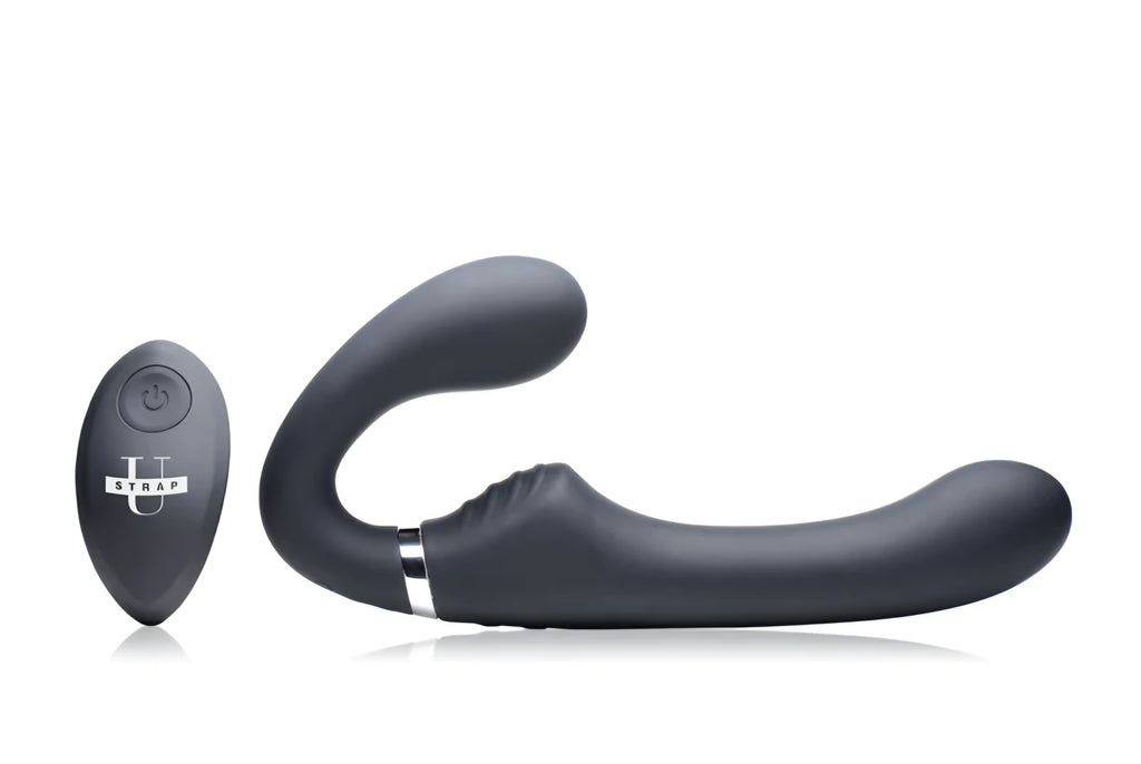10X Mighty Rider Vibrating Strapless Strap-On Black