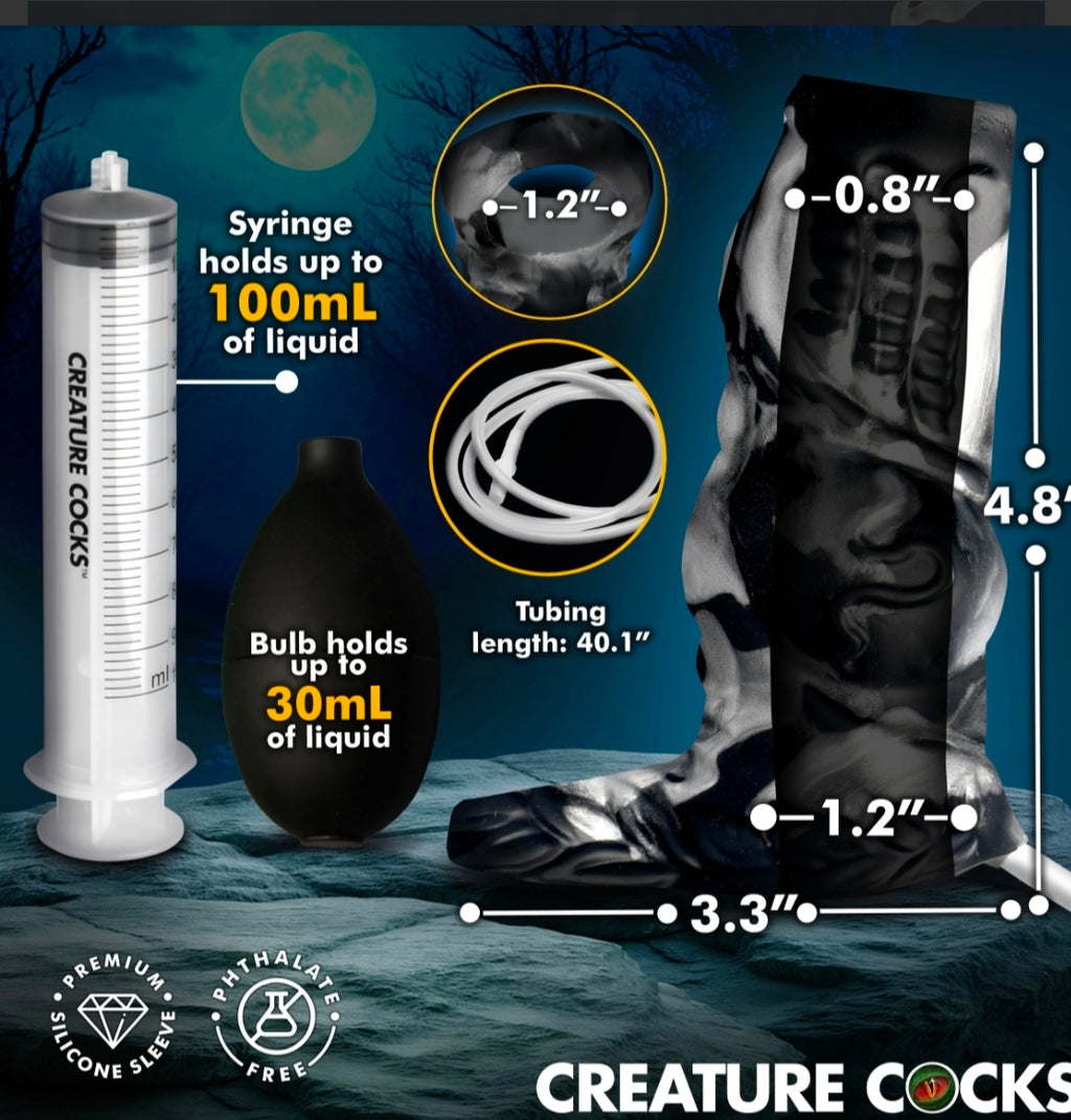 Night Prowler Squirting Silicone Penis Enhancer - Silver