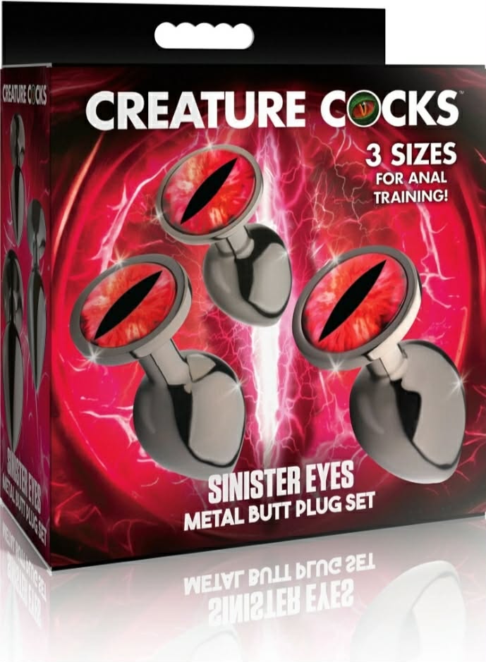 Sinister Eyes Metal Butt Plug Set 3pc by Creature Cocks