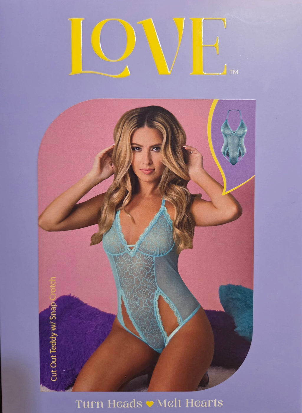 Love cut out teddy with snap crouch