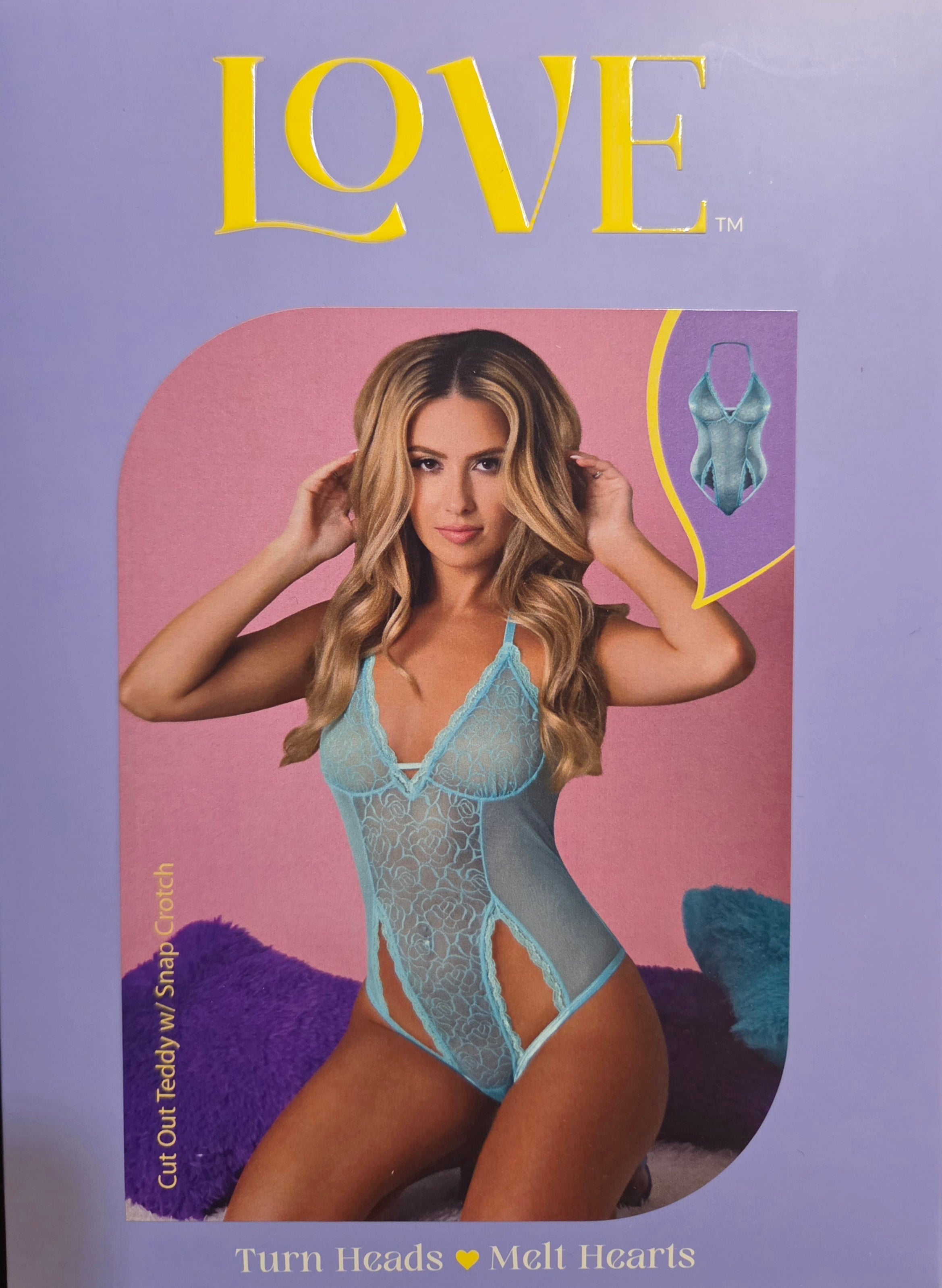 Love cut out teddy with snap crouch