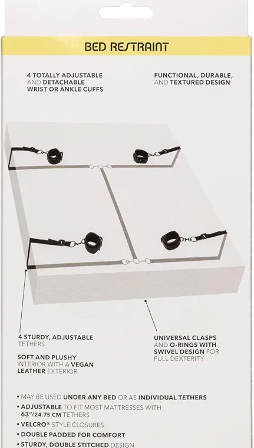 Bed Restraint Kit, Heavy Duty, Wrist & Ankle Cuffs, Fits Any Size Standard Bed by Calexotics